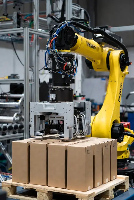 Guarded Line-End Cell — palletizing robot working independently