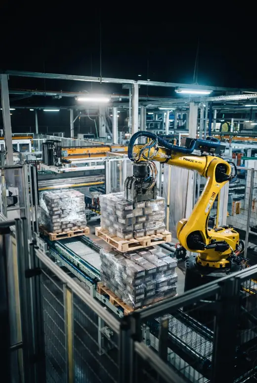 Food-Grade Sanitary Cell — palletizing robot working independently